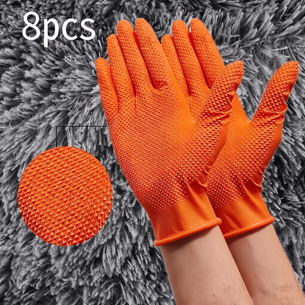 TEMU Cleaning Gloves, Thickened Raised Diamond Pattern Nitrile Gloves, Thickened, Sizes S/m/l/xl, Powder-free And -free, Suitable For Car Washing,