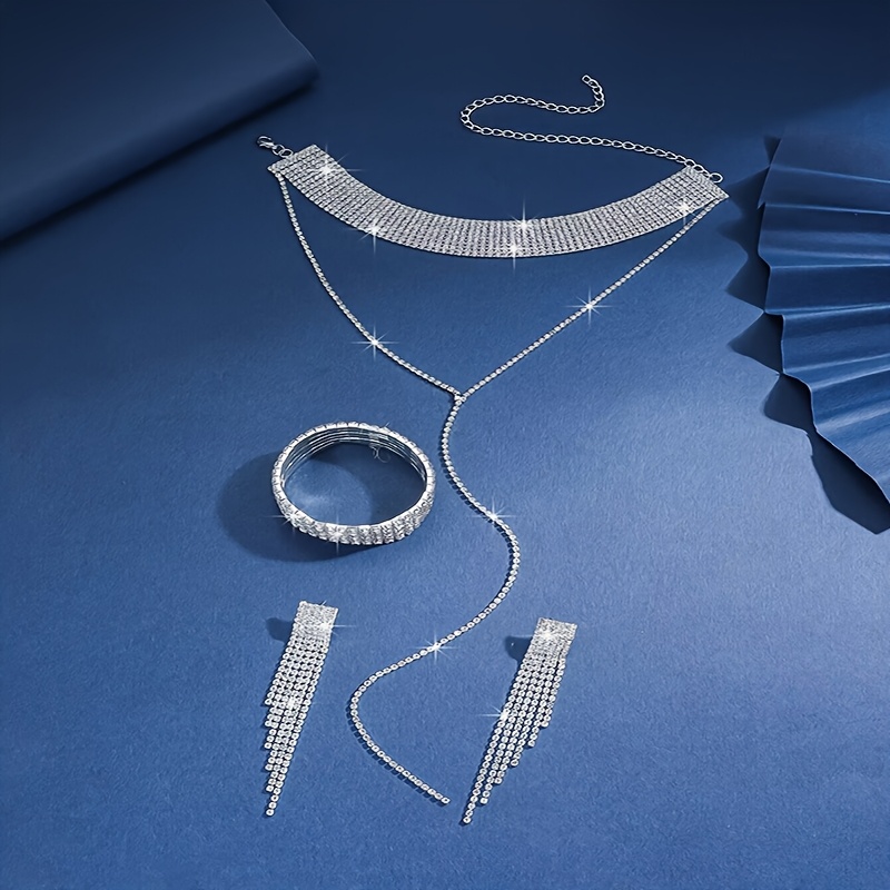 3pcss Set New Accessory Chokers Necklace Claw Chain Bracelet Earrings Neck Chain 3pcss Set