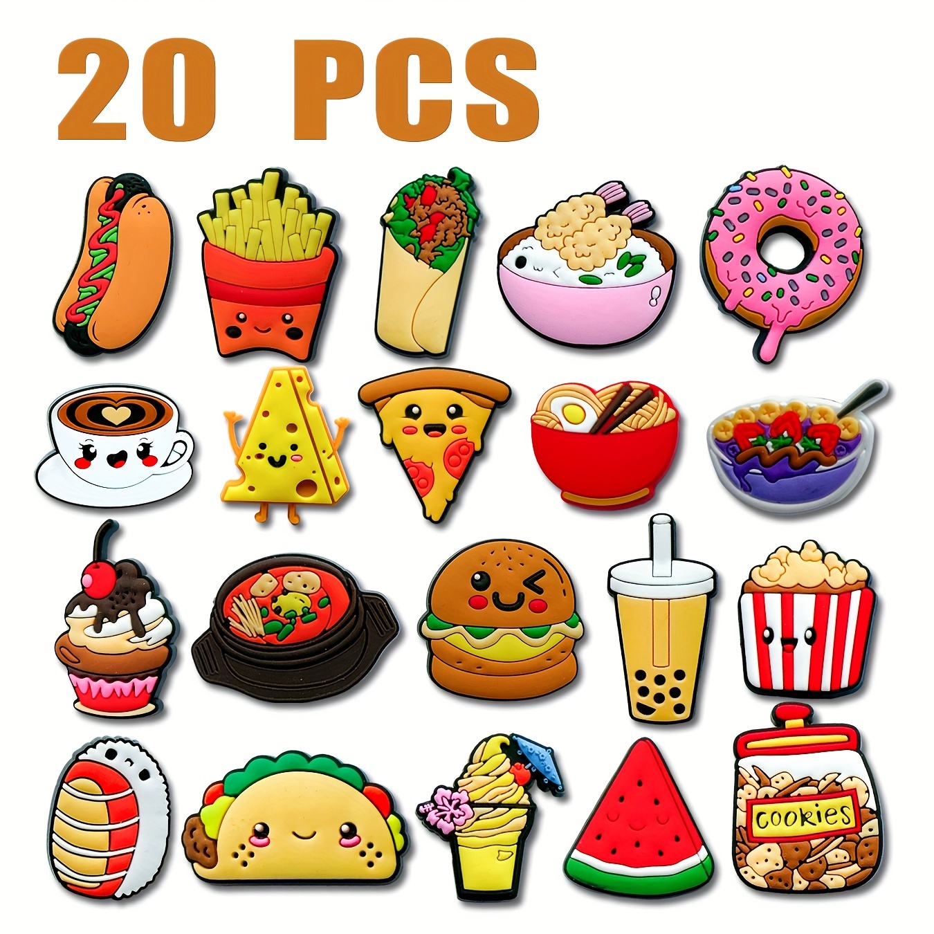 Image of Set Of 20 Decorative Charms For Clogs And Sandals, Made Of Plastic, Perfect For Projects, Removable Cute Additions, Ideal As A Birthday Party Gift