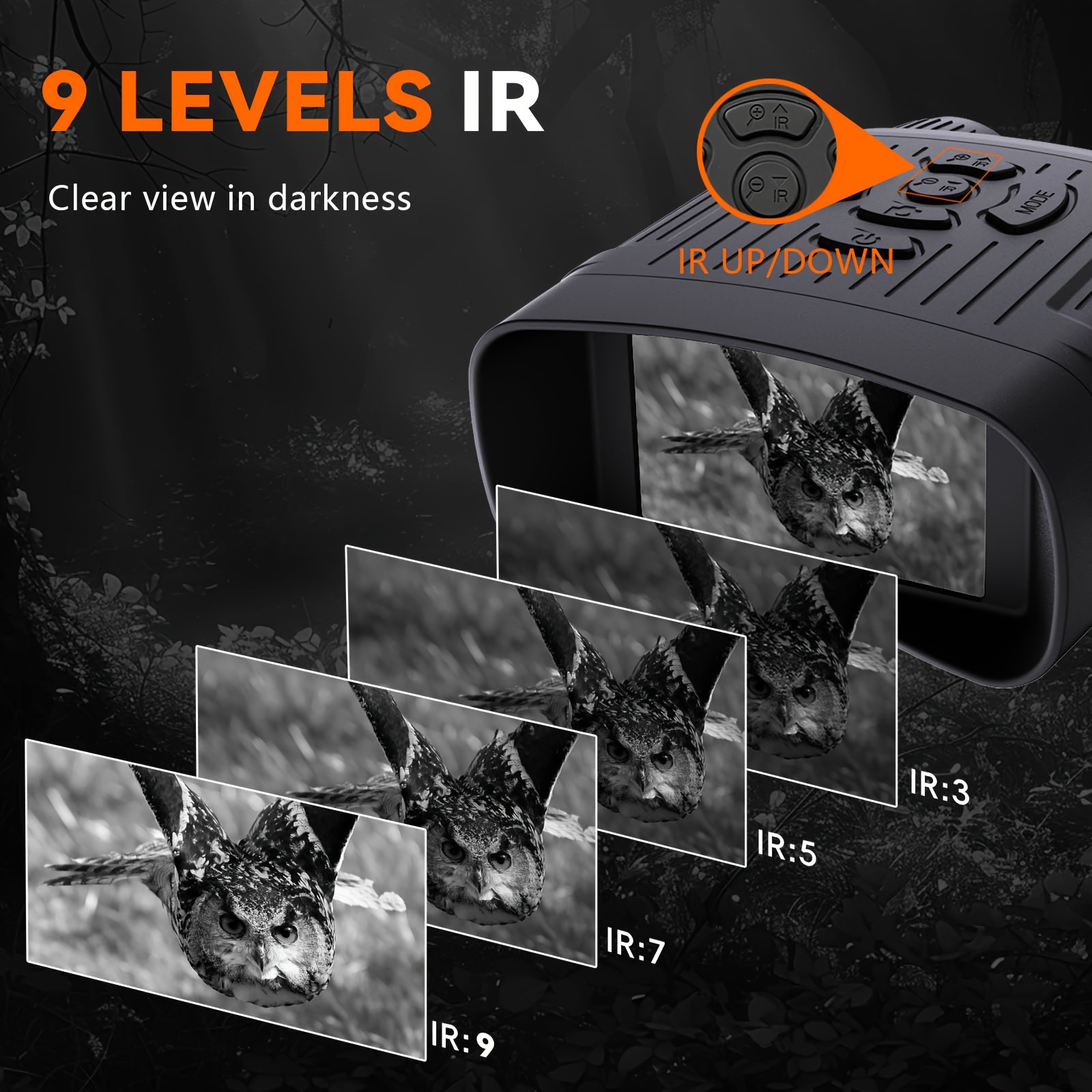 2 7k for adult infrared night binoculars 3 0 inch large screen 5 zoom 32g card for saving photos and videos for camping hunting and safety details 3