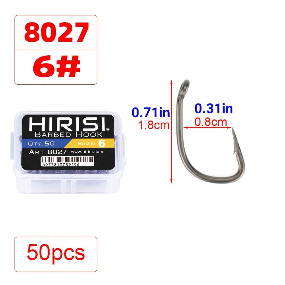 TEMU 50 piezas, Juego de ganchos de pesca de acero al carbono de un solo - Ganchos de carpas con para equipo de pesca en mar, negro, ideal para de la