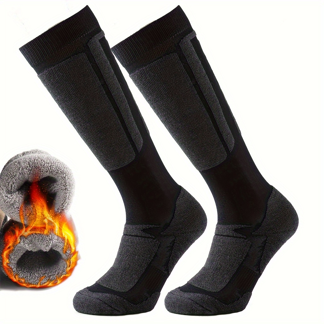 TEMU Une paire de chaussettes thermiques de snowboard pour hommes et femmes, conçues pour les sports de