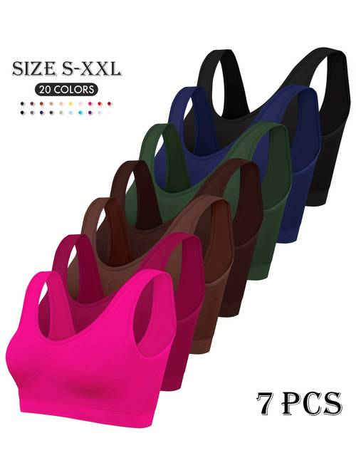 7pcs womens running sports tank layer unpadded sports bra