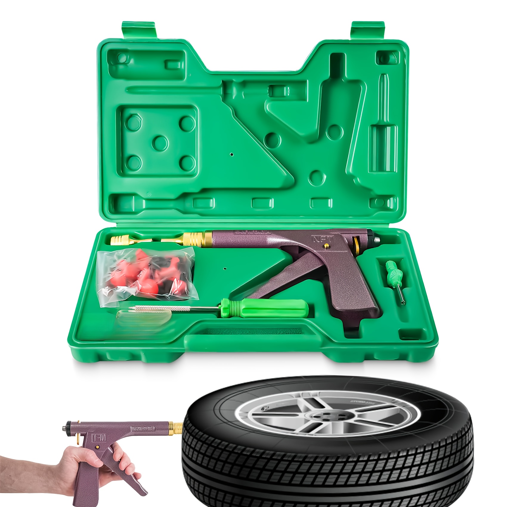 complete tire repair kit including mushroom plugs and heavy duty tools for tubeless tires suitable for trucks   tractors rvs suvs and trailers
