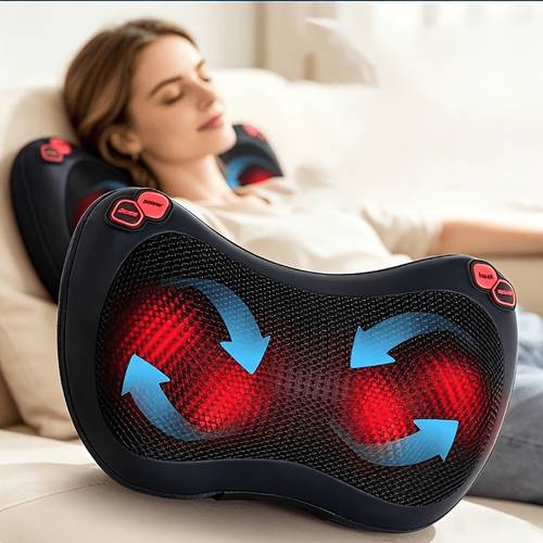 back electric massager with massage pillow for neck lower back leg and muscle massage electric shiatsu back massager compact and portable decvice ideal gifts for parents massage at home car outside