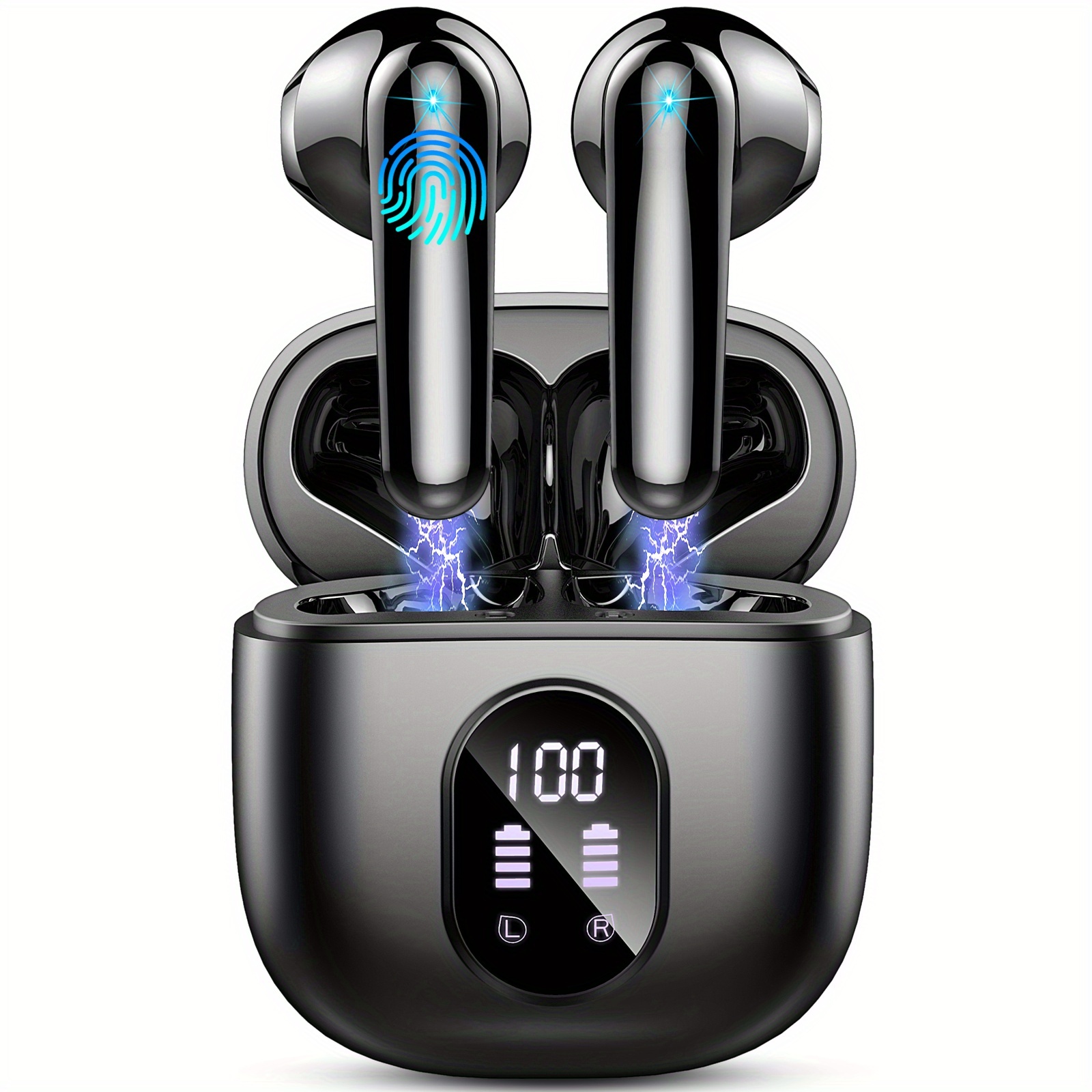 Écouteurs sans fil 2025 - Confortables, audio HIFI à suppression de bruit, avec Dolby Bass, ACC Stereo HD Calling, Idéal pour les utilisateurs Android et iPhone, les amateurs de sport et de musique, batterie au lithium rechargeable, commandes tactiles