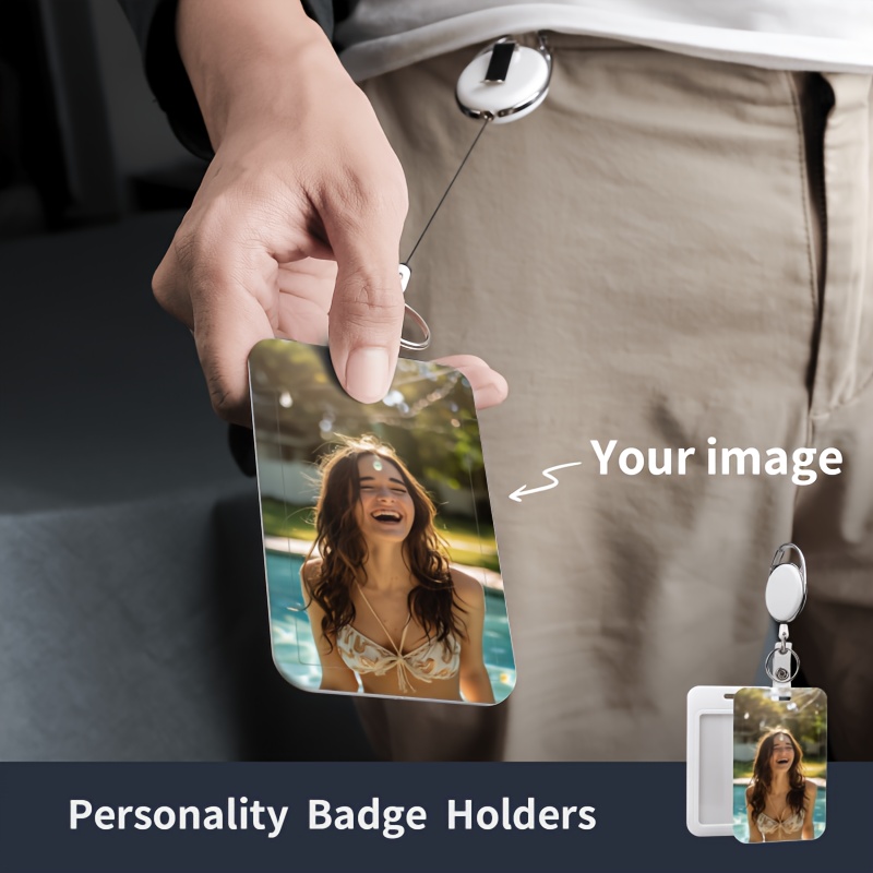 

Personalize Your Girlfriend's Photo Image Badge Holders - Diy Id Name Badge Holders, Novelty Id Card Holder, Retractable Badge Reels, And Belt Clips For Office, Events, And Conferences
