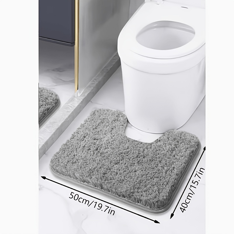 TEMU 1pc High-quality Beautiful Velvet Bathtub Mat, Absorbent Bathroom Floor Mat, Comfortable Rug, Bathroom Accessories, U-shaped Bath Mat