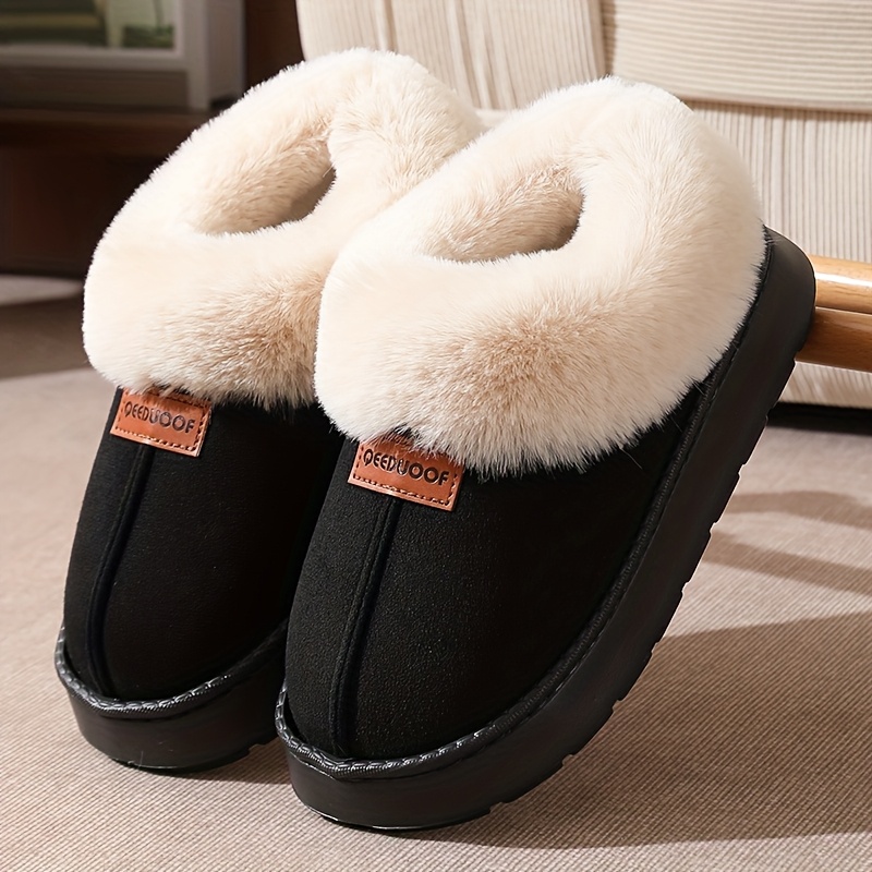 TEMU Women's Autumn/winter Wear Slip-on Slippers, Warm Boots With Anti-slip Thick Soles, Plush Home Slippers For Couples, Shoes, Women Shoes