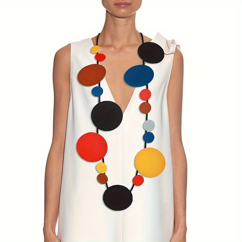 Bohemian Ethnic Long Necklace Colorful Bead Silico