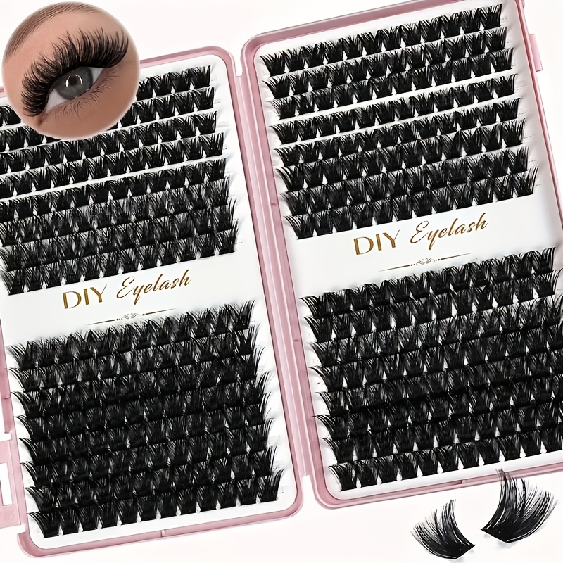 

384pcs D Diy Eyelash Extensions Kit, Natural & Fluffy Style, 13-15mm Length, Formaldehyde-free, With Easy Application For Home Use, Diy Single , Eyelash Extension Book, Home Use