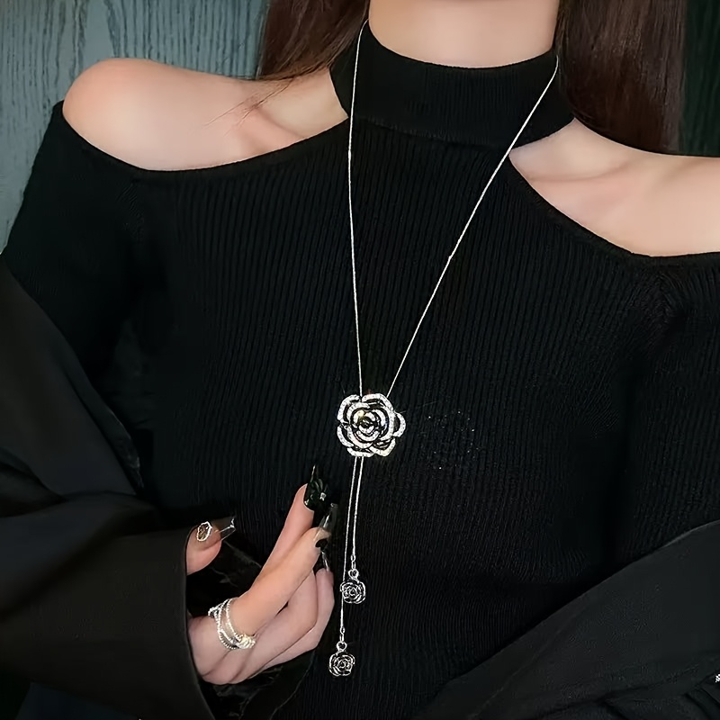 TEMU Collier Mode Chic Longue Chaîne Pull 2025 Nouvelle Tendance Automne Hiver Tempérament Facile Grand Accessoire