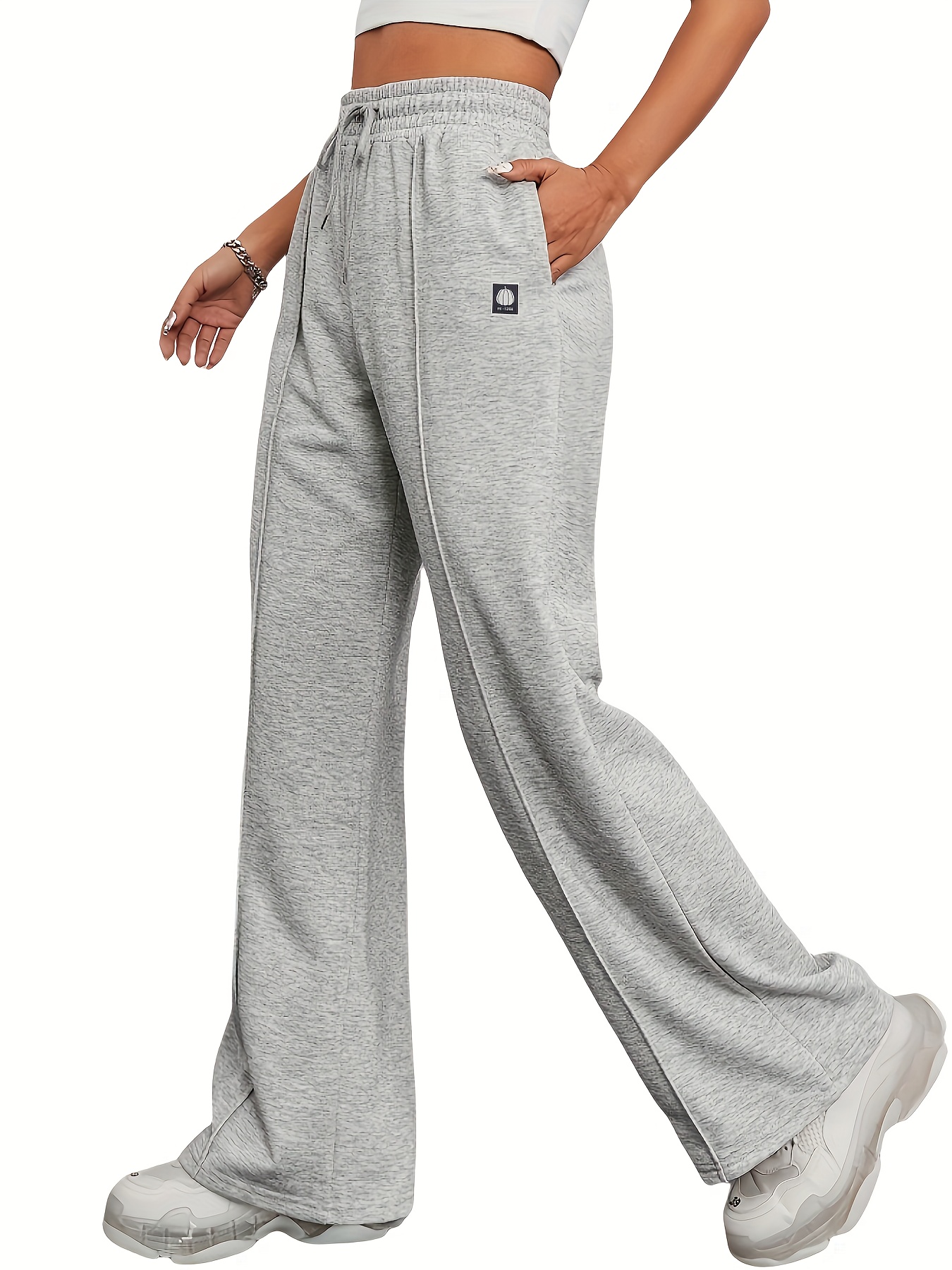relaxed gray jogger pants no waistband long wide leg Temu United