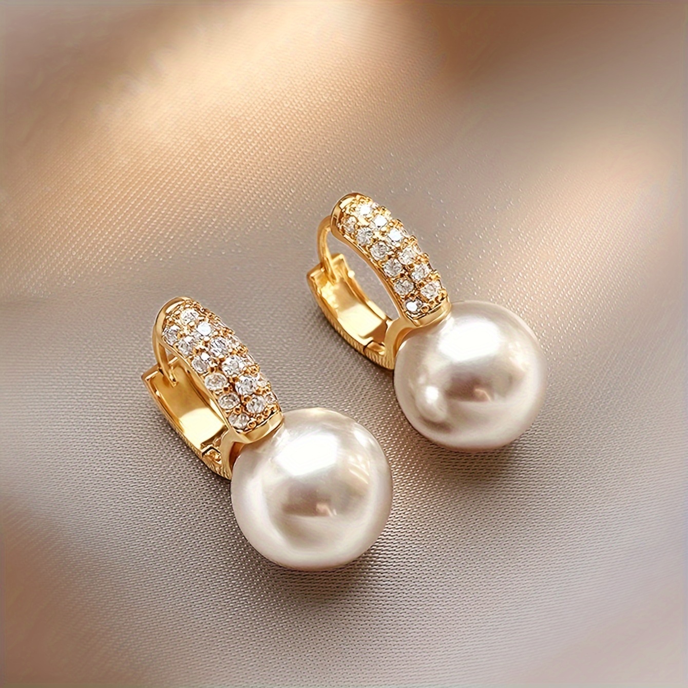 

1 Pair Women's Elegant Earrings, Vintage & Minimalist Style, Faux Pearl & Rhinestone Studded, Fashion Ear Jewelry