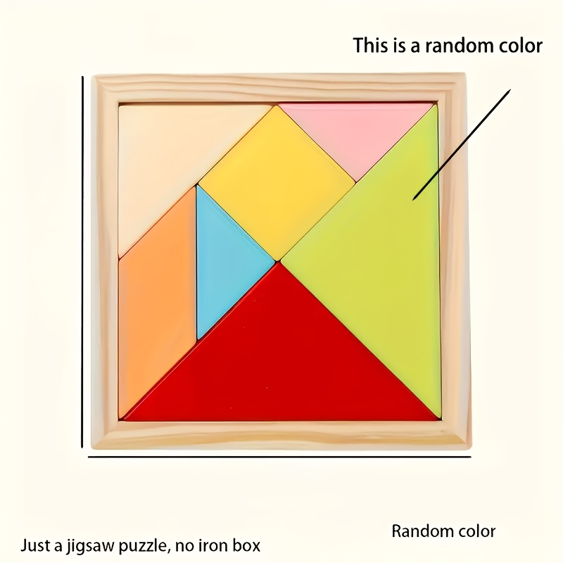 Fei Colorful Wooden Tangram, Educational Game To Unlock And Problem- Skills. Halloween And Christmas Gift, Children's Birthday Gift, Thanksgiving Gift. Random Color