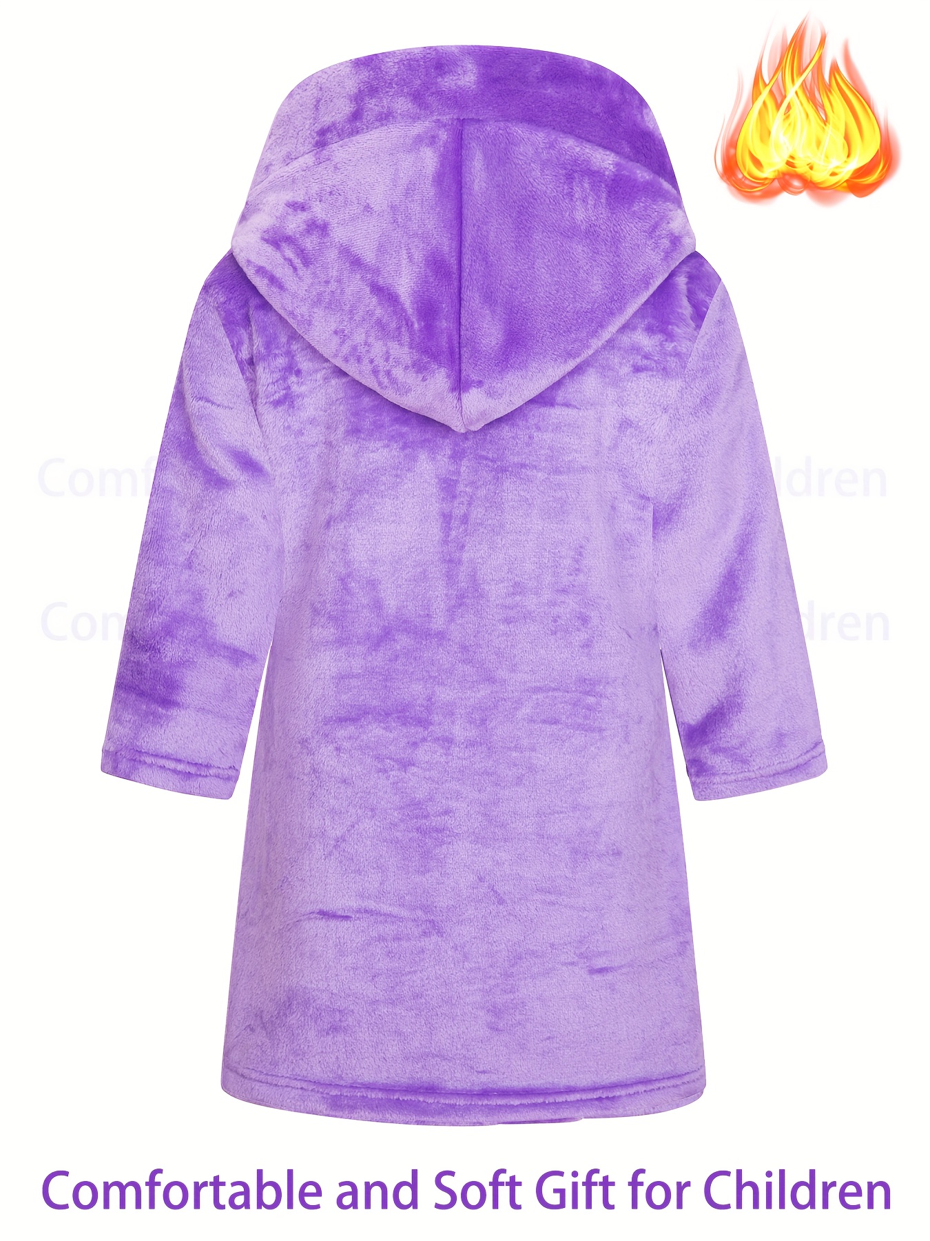 Peignoir à Capuche Doux En Flanelle Pour Enfants Filles Et Garçons - Robe De Chambre Chaude Avec Ceinture 4-13 Ans