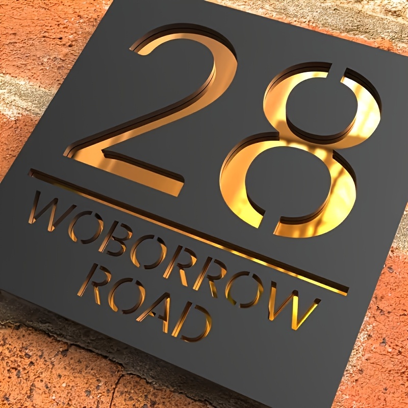Customized Personalized House Number Plaque Modern Acrylic Laser Cut 3D Home Number Address Plaque With Street Name (Black Silver