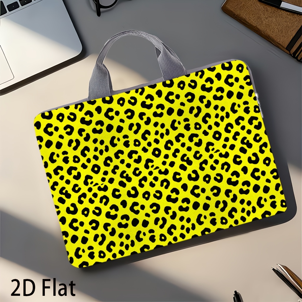 Bright Yellow Leopard Print Laptop Bag for Tablets and Laptops