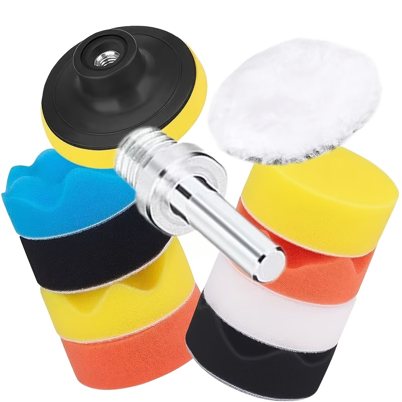 TEMU 3-inch Polishing Pad Kit - 11pcs Foam Polishing Pads With Drill Adapter - Foam Polishing Pads For Car Polishing And Waxing, Adapter Allows For