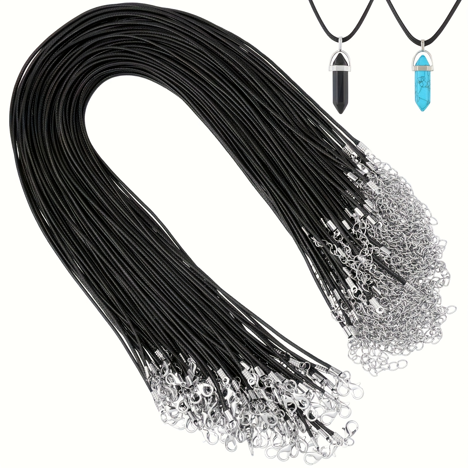 E-shop 50er-Pack 18" Verstellbare PU-Lederketten mit Karabinerverschlüssen, Geflochtene Wachsschnur-Ketten für DIY-Schmuckherstellung, Casual-Stil