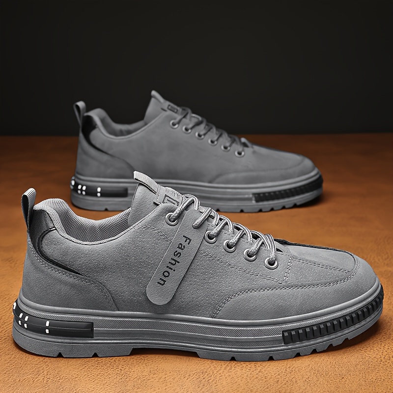 Men's Stylish Plus Size Solid Color Ankle Boots - Comfortable, Non-Slip Lace-Up Sneakers for Outdoor Activities & Casual Wear