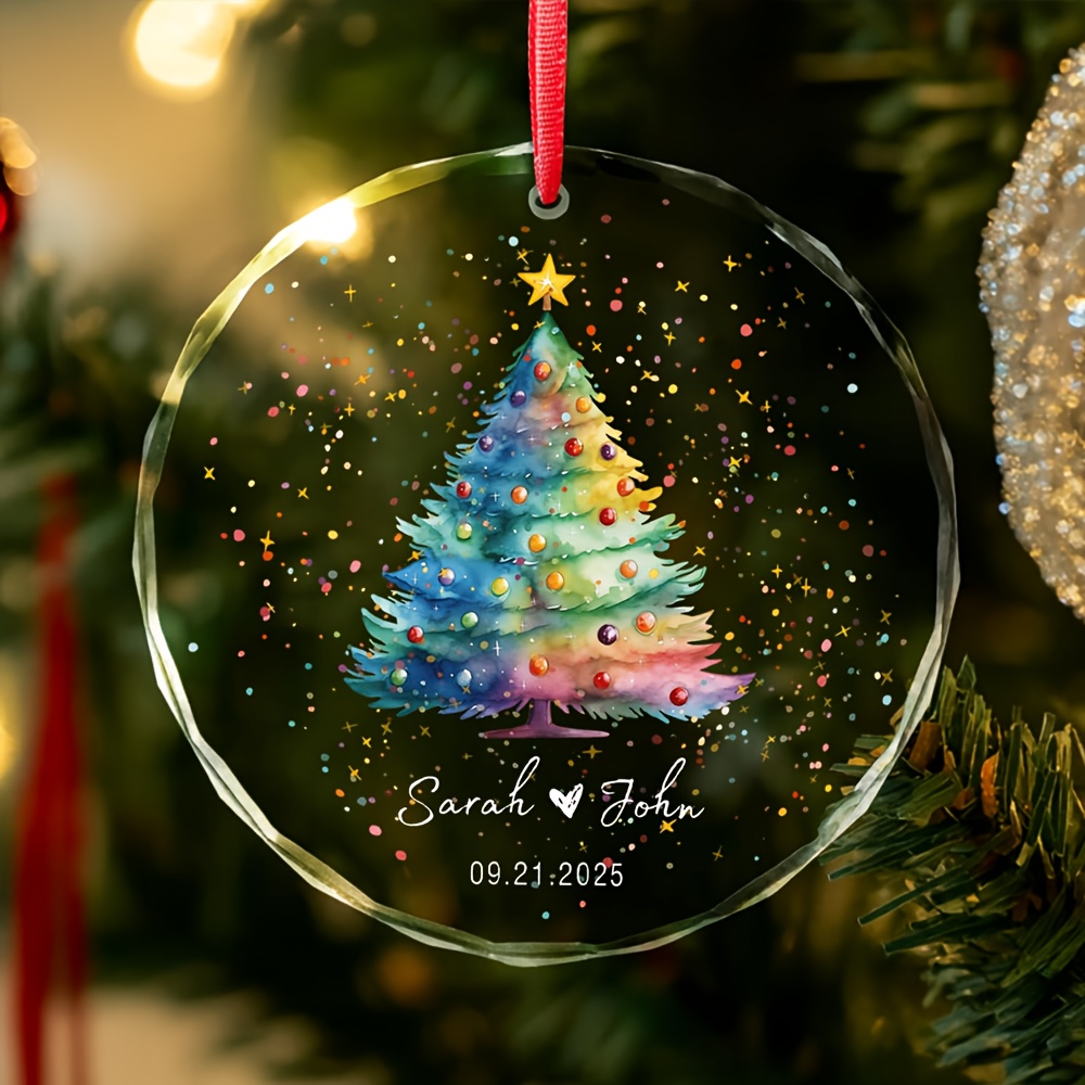 TEMU 2d Flat - Custom 2d Plat, Customized Christmas Glass Decorations, Personalized Name Customization, Christmas Decorations, Very Suitable For