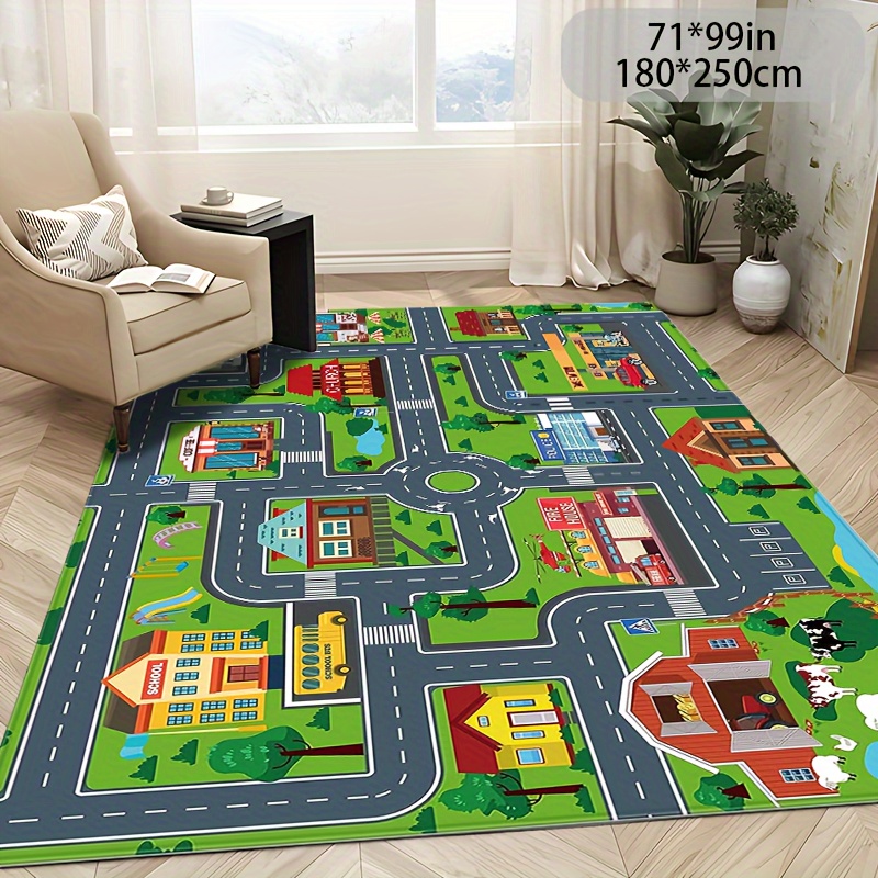 City Traffic Play Mat For Kids, Non-slip Velvet Carpet With Dian Su Di ...