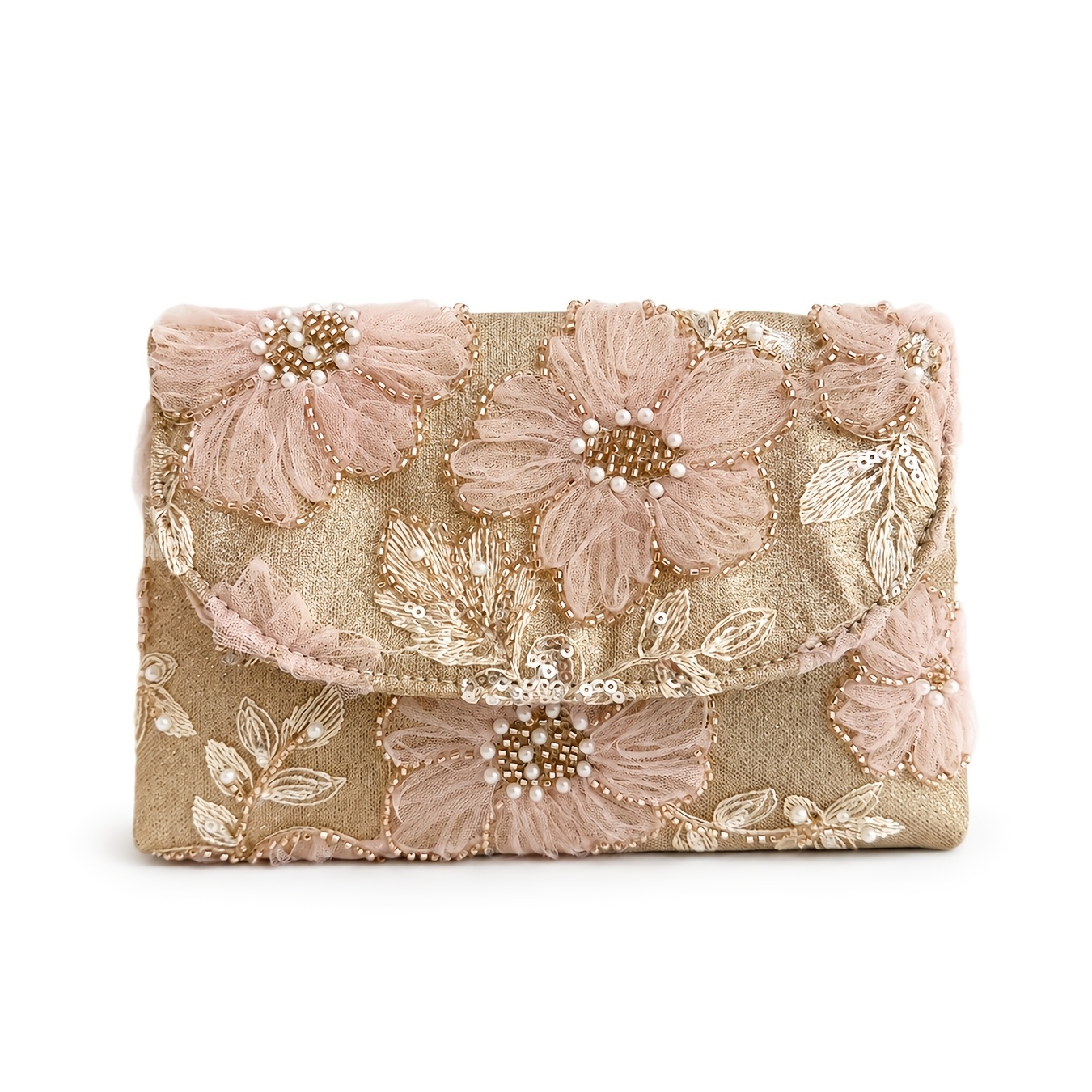 TEMU Borsa da sera con a catena, ricamata in rete tridimensionale glitterata , perfettamente abbinata a abiti da ballo da donna, accessori da ballo,