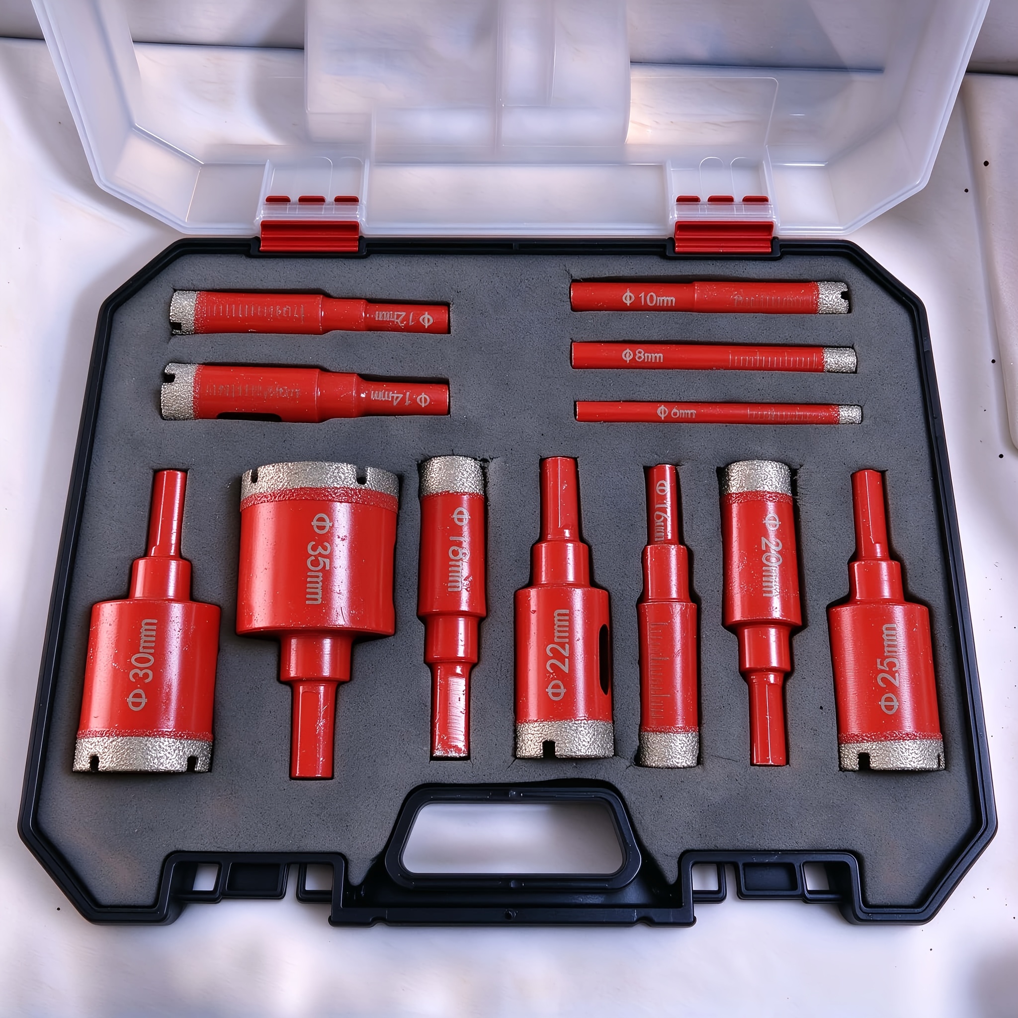 Image of 12pcs Glass And Marble Set, Wet And Dry Diamond Core Drill Bit, Stone Expansion Drill, Sharp Cutting, Wear-resistant And Durable , 6mm- Bits