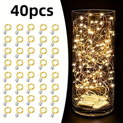 40pcs fairy tale lamp battery operated string lights 7 2ft 20 leds mini lights with silvery wire firefly starlight for diy bedroom ideal for weddings parties festivals christmas flashing 2500