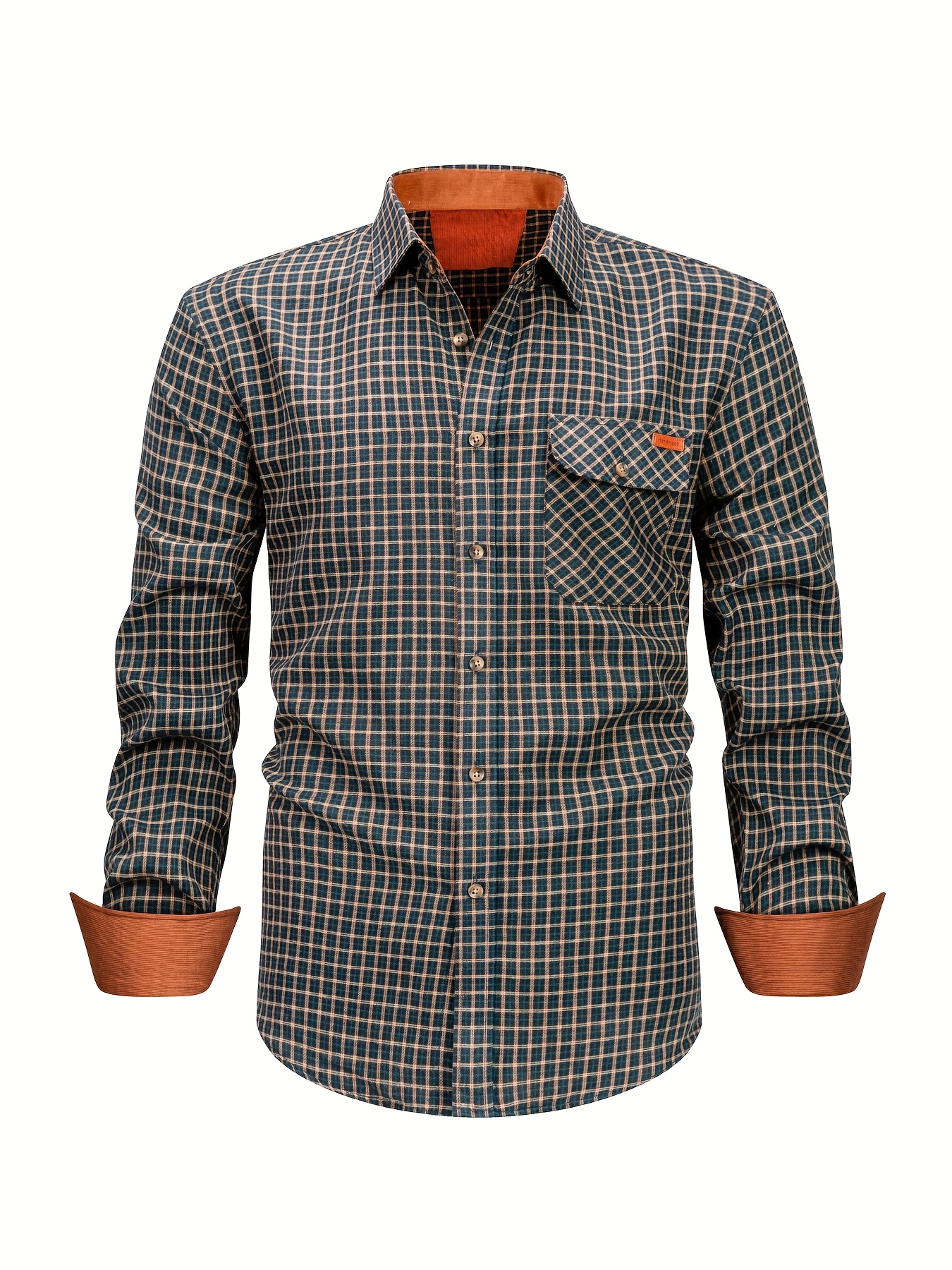 Men's Casual Plaid Shirt Front View