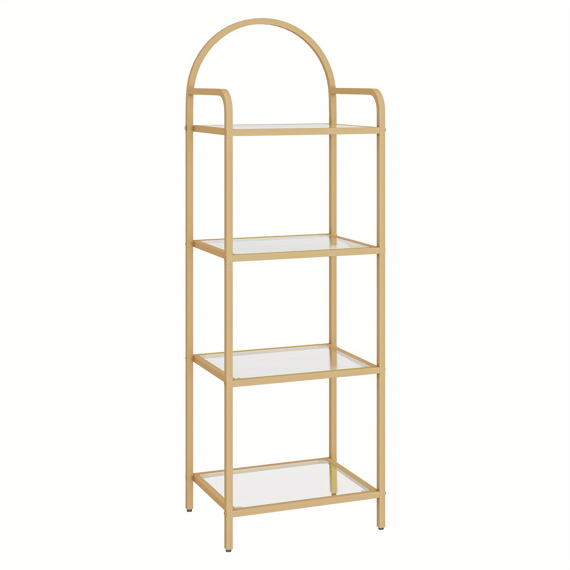 E-shop Bücherregal, Bücherregal aus gehärtetem Glas, schlankes Regal für Schlafzimmer, Badezimmer, Home Office, Stahlrahmen, 4-stöckiges