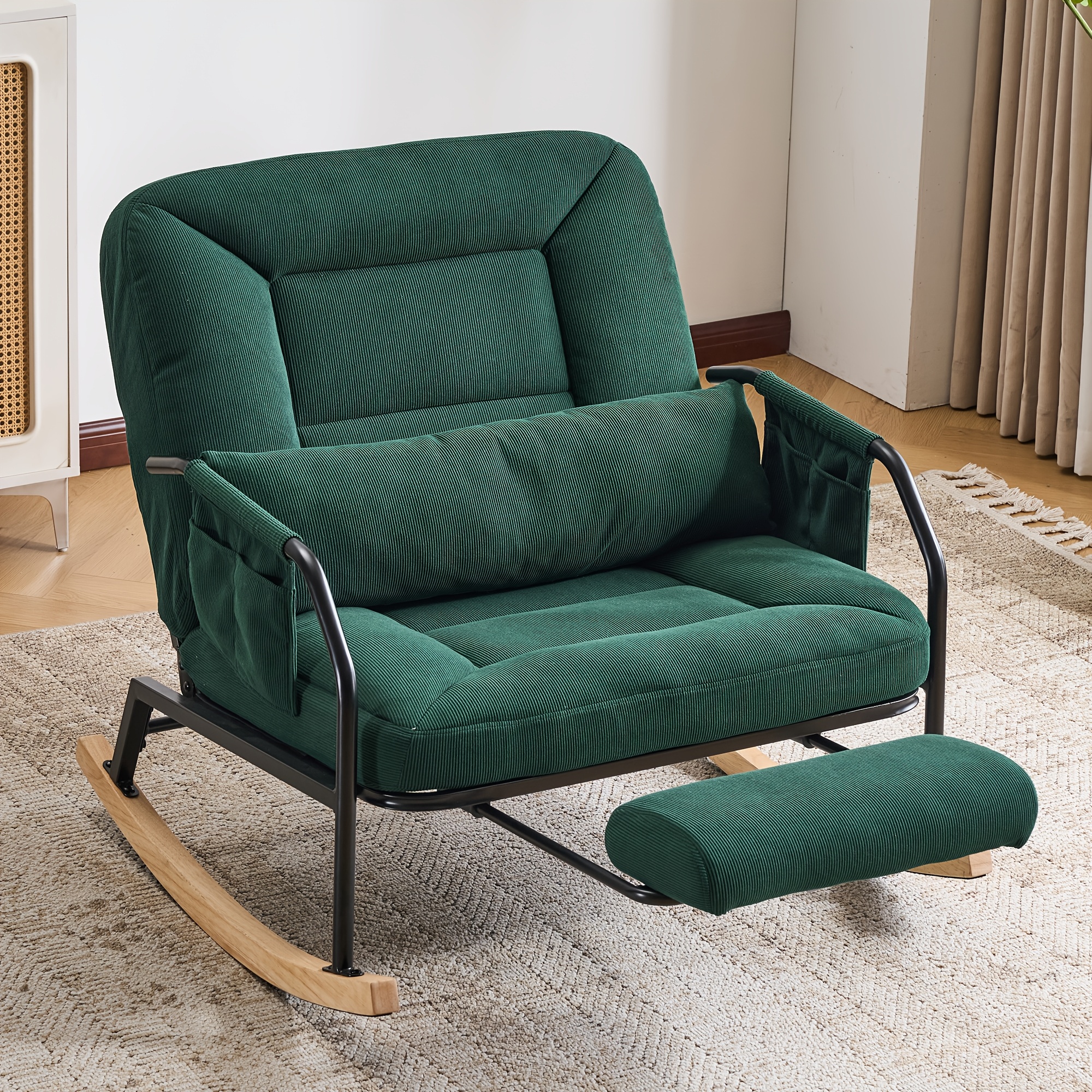 1pc Modern Rocking Chair | Chair For Balcony, Living Room, Bedroom, Suitable For Lying And Sitting, Manual Recliner Operation, No Electricity Needed