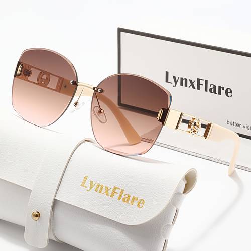 lynxflare womens glasses with embellishments on the temples is full of frameless gradient lenses and daily outfits instantly into luxury trendy