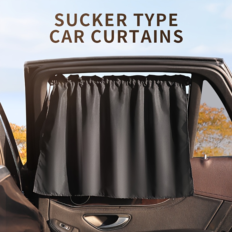 2pcs black car sunshades suction cup style sunshades   with convenient sliding curtains sun blocking heat insulating and privacy providing shades suitable for hot weather and travel compatible with most cars