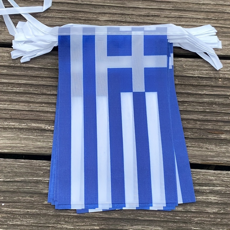 Image of Set Of 25 Greece Flag Bunting Pieces, Each Measuring 8.27 By 5.51 Inches, Perfect For String Banners