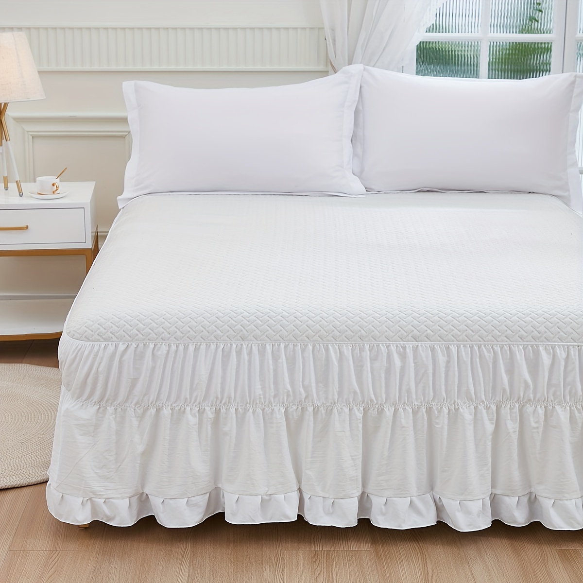 TEMU 1pc Edge Bed Skirt, Comfortable And Soft, Suitable For Bed Use With Lace Decoration