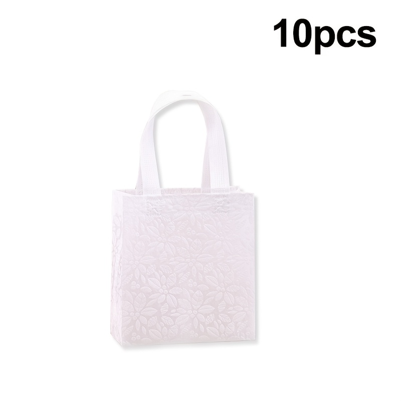 TEMU Gift For Her/him 10pcs Creative Embossed Non-woven Reusable Gift Bags With Handles, Fashionable Foldable Handbags Storage Bags Candy Bags
