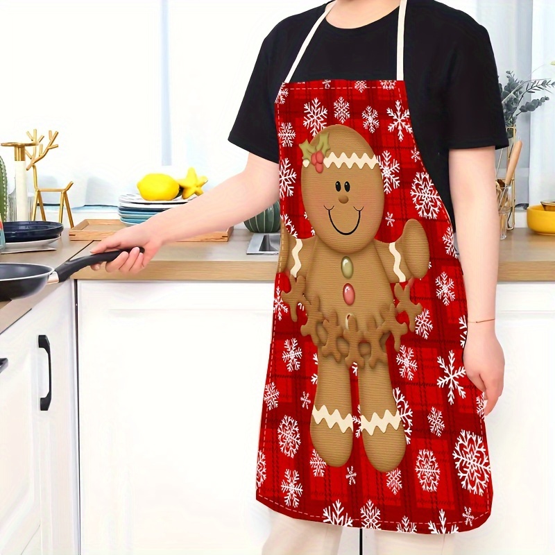 

Christmas Gingerbread For Man & Print Apron - , Stain-resistant Polyester Kitchen Apron For Cooking And Baking, Holiday Party Decor, Best For Christmas