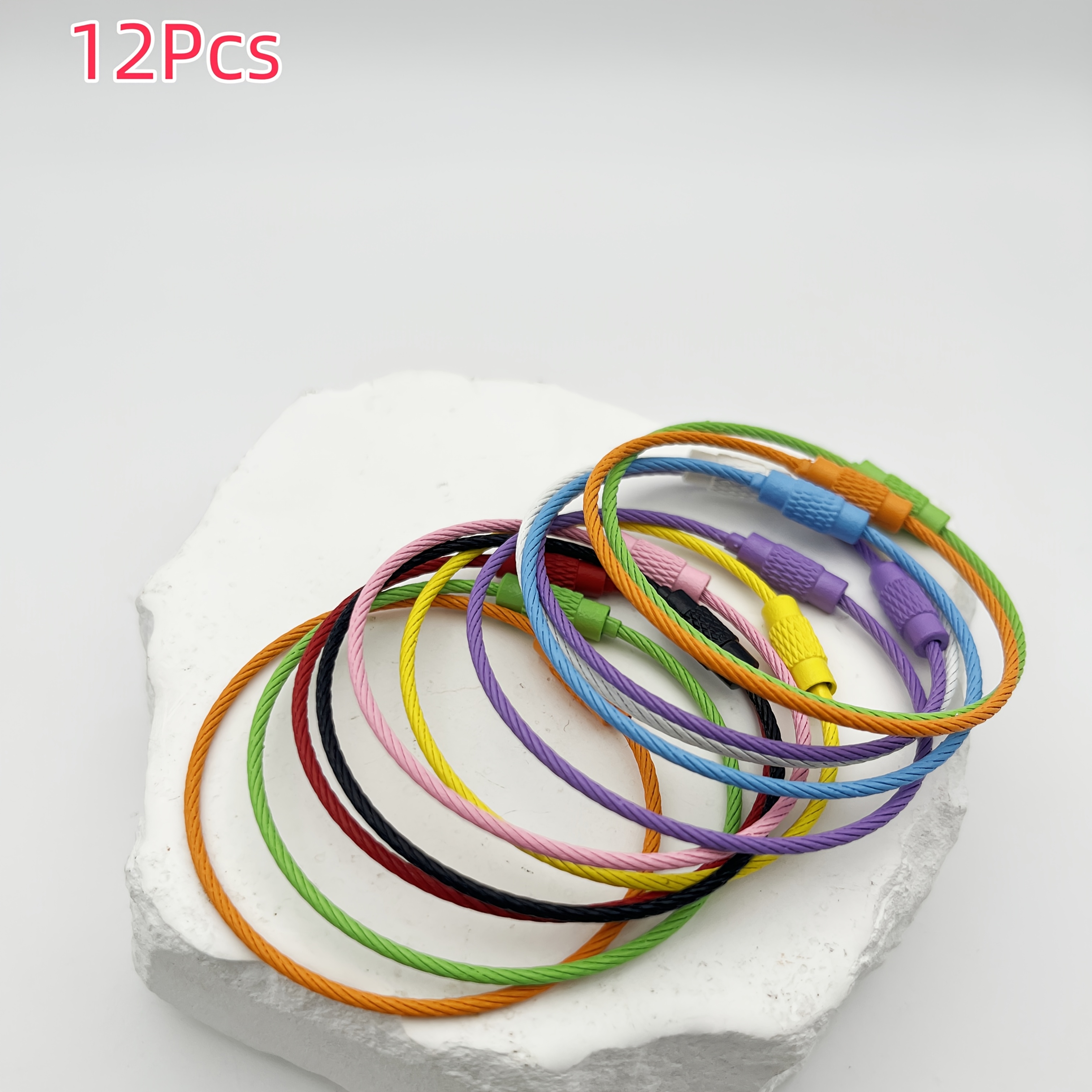 TEMU 12 pezzi Anelli Portachiavi in Filo d'Acciaio, 6 Pollici ( 15 cm) Anelli Portachiavi in Filo d'Acciaio, Anelli Portachiavi Rivestiti Colorati da