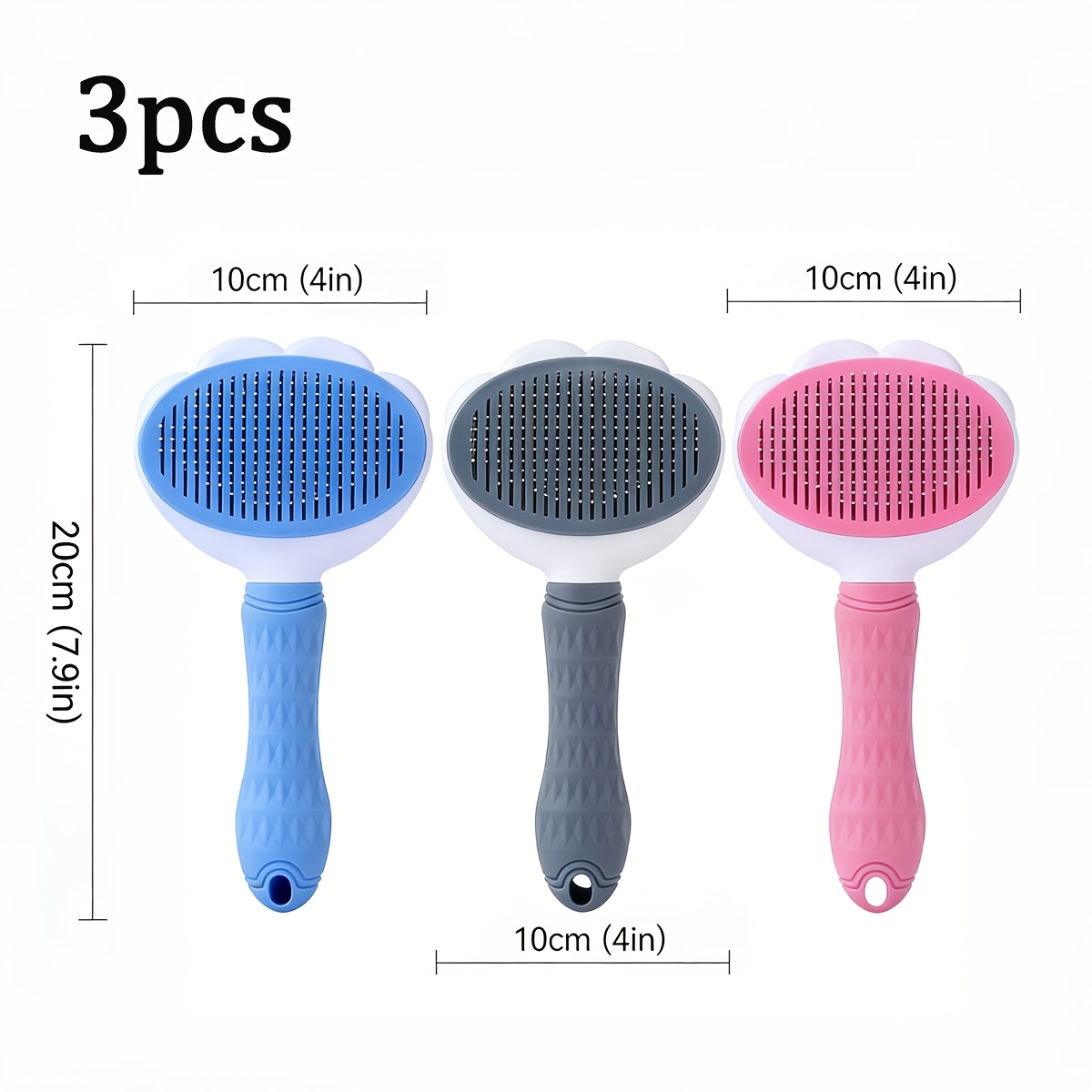 3pcs   pet grooming brush set 1 button self cleaning comb   deshedding tool for loose hair and massage Product details 6