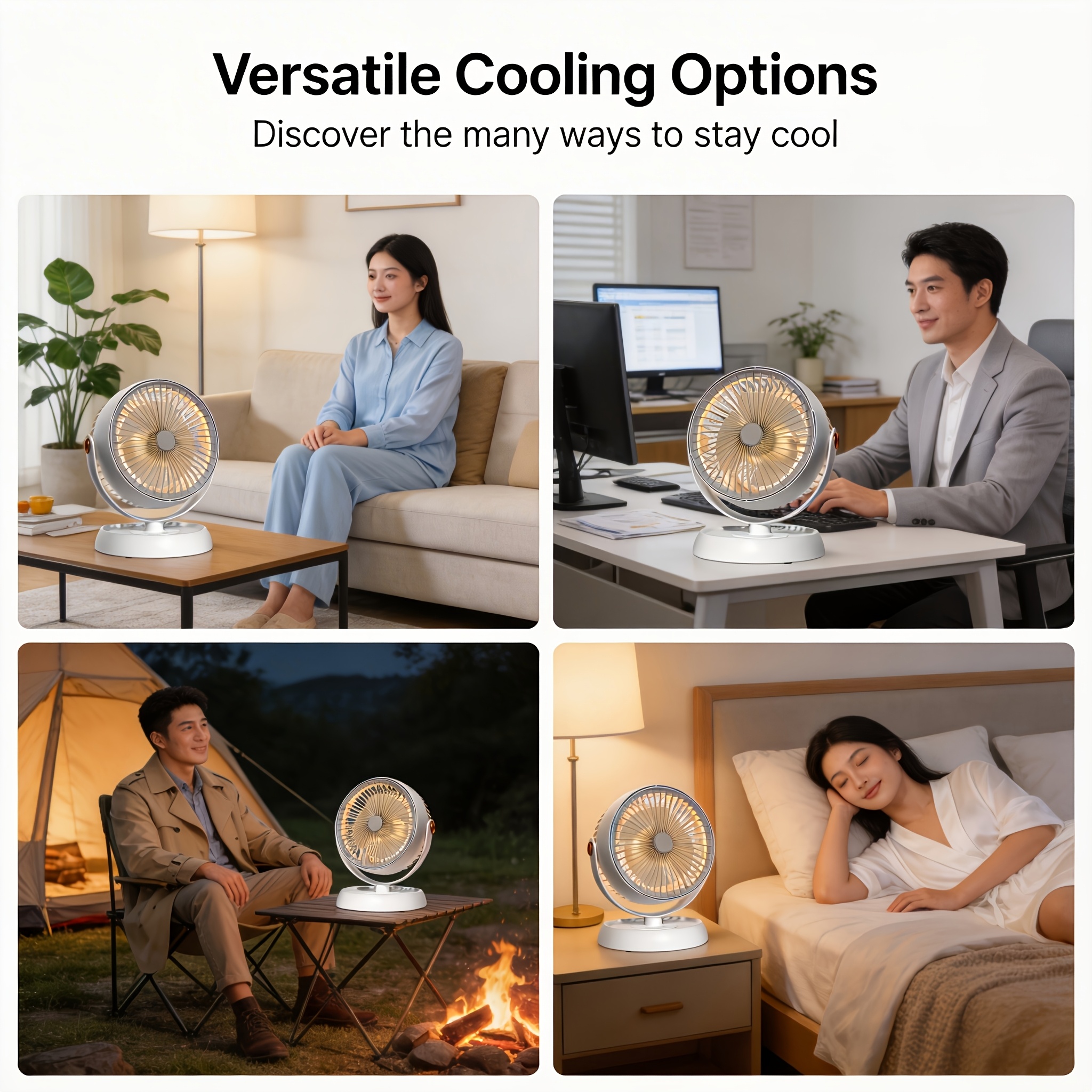 2026 Portable 2000mAh Battery Long-Lasting Quiet Desktop Oscillating Fan - Dimensions: 25cm X 10.5cm | 2000mAh Battery for Extended Runtime, Five-speed Wind Adjustment, Vortex Fan Blades, Powerful Strong Wind, 40dB Quiet Low Noise, Spiral Air Duct