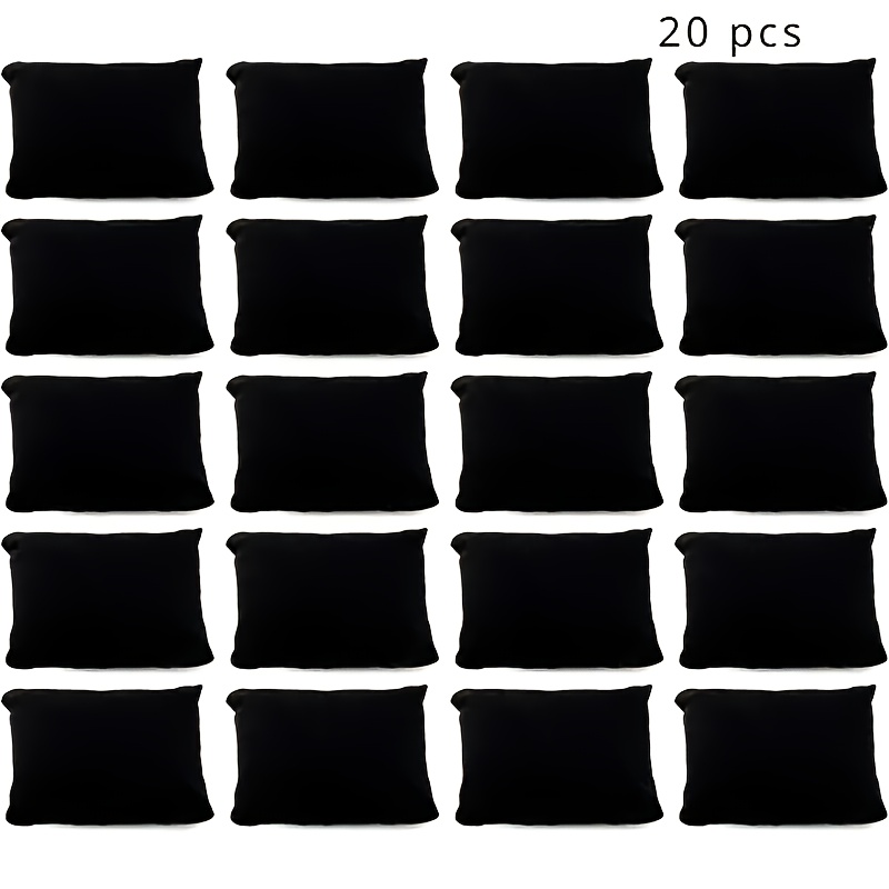 Image of 20pcs Black Scratch Resistant Velvet Display Pillows | High Density Sponge Shaped Core | Suitable For Jewelry Stores/photography /home Displays, Watch Bracelets, Dual Purpose Artifact