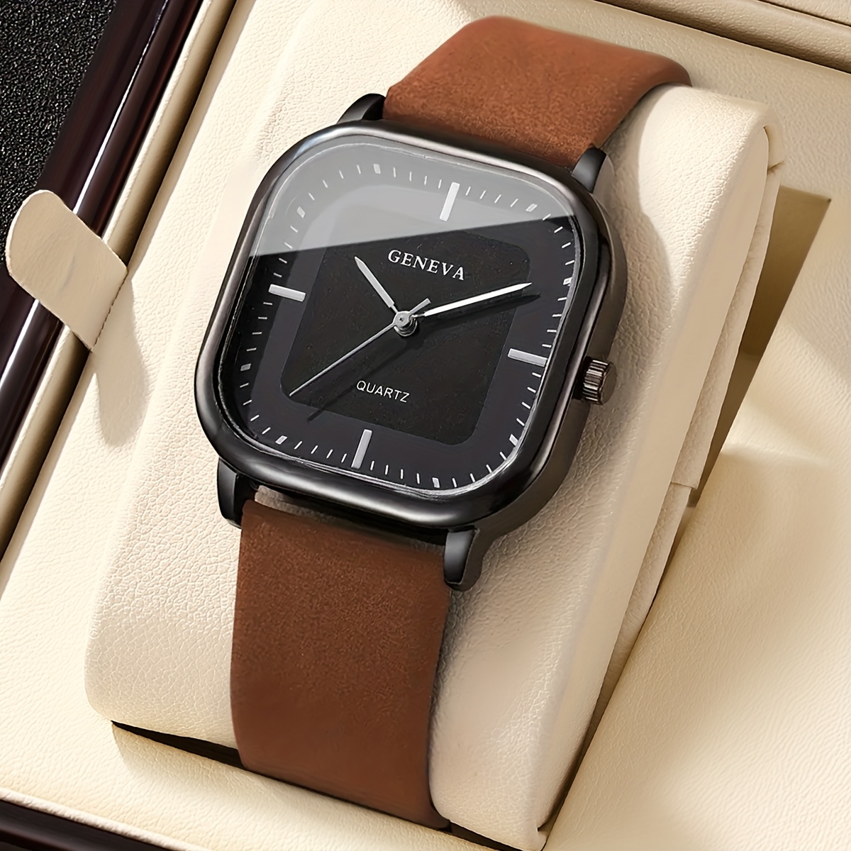 Image of 1pc Women's Fashionable Square Minimalist Quartz Watch With Graduated Dial, Watch Box Not Included
