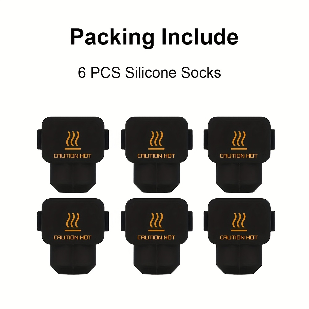 Image of Set Of 6 Silicone Heat Sleeves For A1/a1 Mini Hotend Heater Blocks, Designed For 3d Printer Components And Additions. High-temperature Covers Protect The Extruder