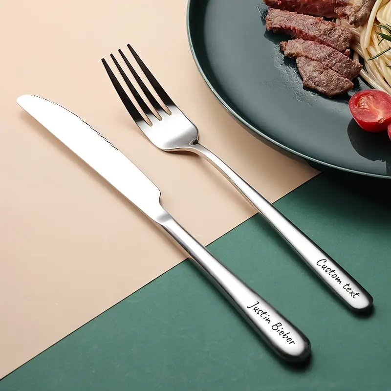2pcs customizable stainless steel dinnerware set personalized engraving elegant black gift box with fork knife ideal for special occasions personalized dinnerware elegant dinnerware durable dinnerware Product details 4