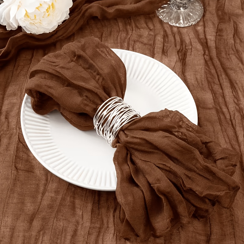 TEMU 10pcs,coffee Cheese Cloth Gauze Napkins, Vintage Boho Cheese Cloth Napkins, Bulk For Party, Wedding, Dinner, Home Daily Use, Reception Decor,