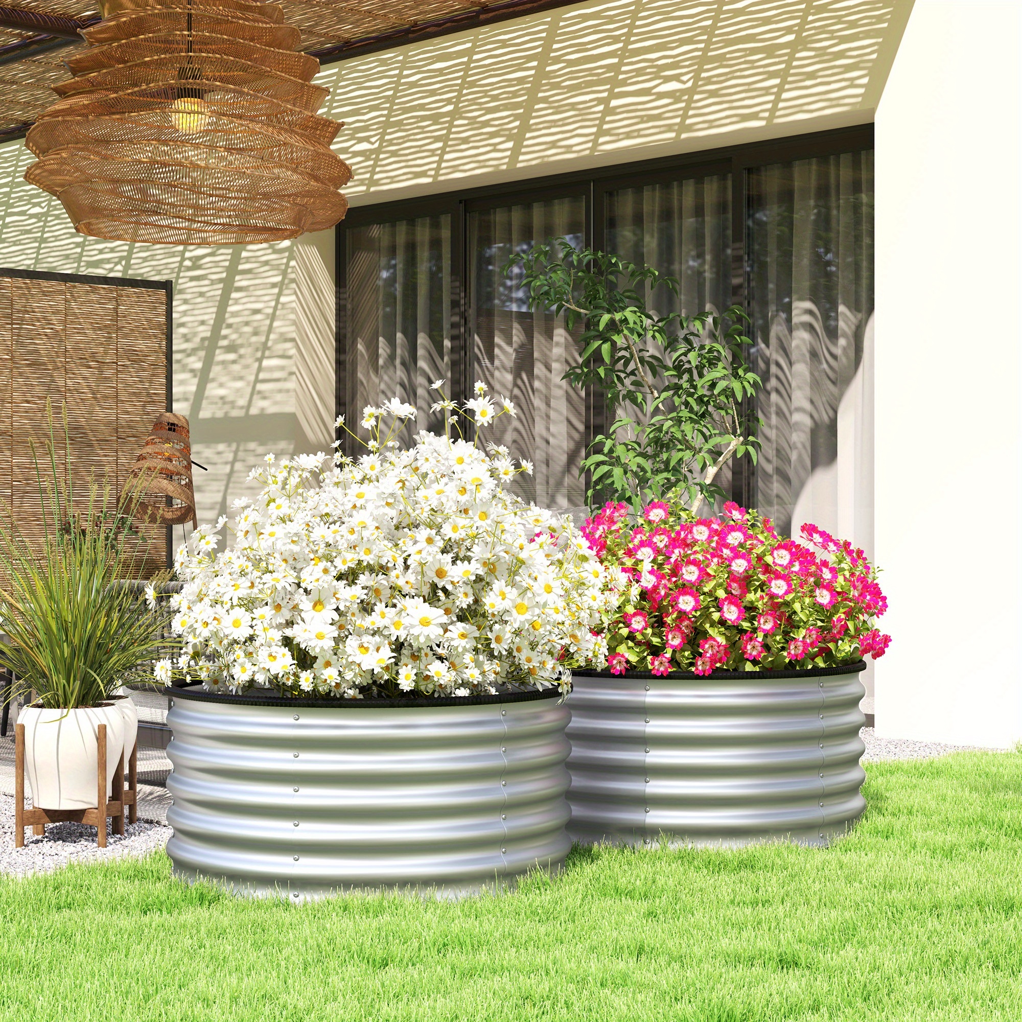 3-Pack 2x2FT Galvanized Steel Raised Garden Beds – Round, Above Ground Planters