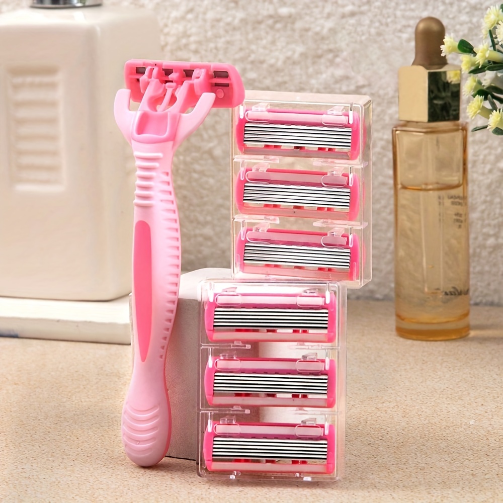 

Lady Shaver, Manual Hair Removal Razor, 1 Handle + 6 Blades, 6-layer Stainless Steel Blades, Replaceable Razor Head