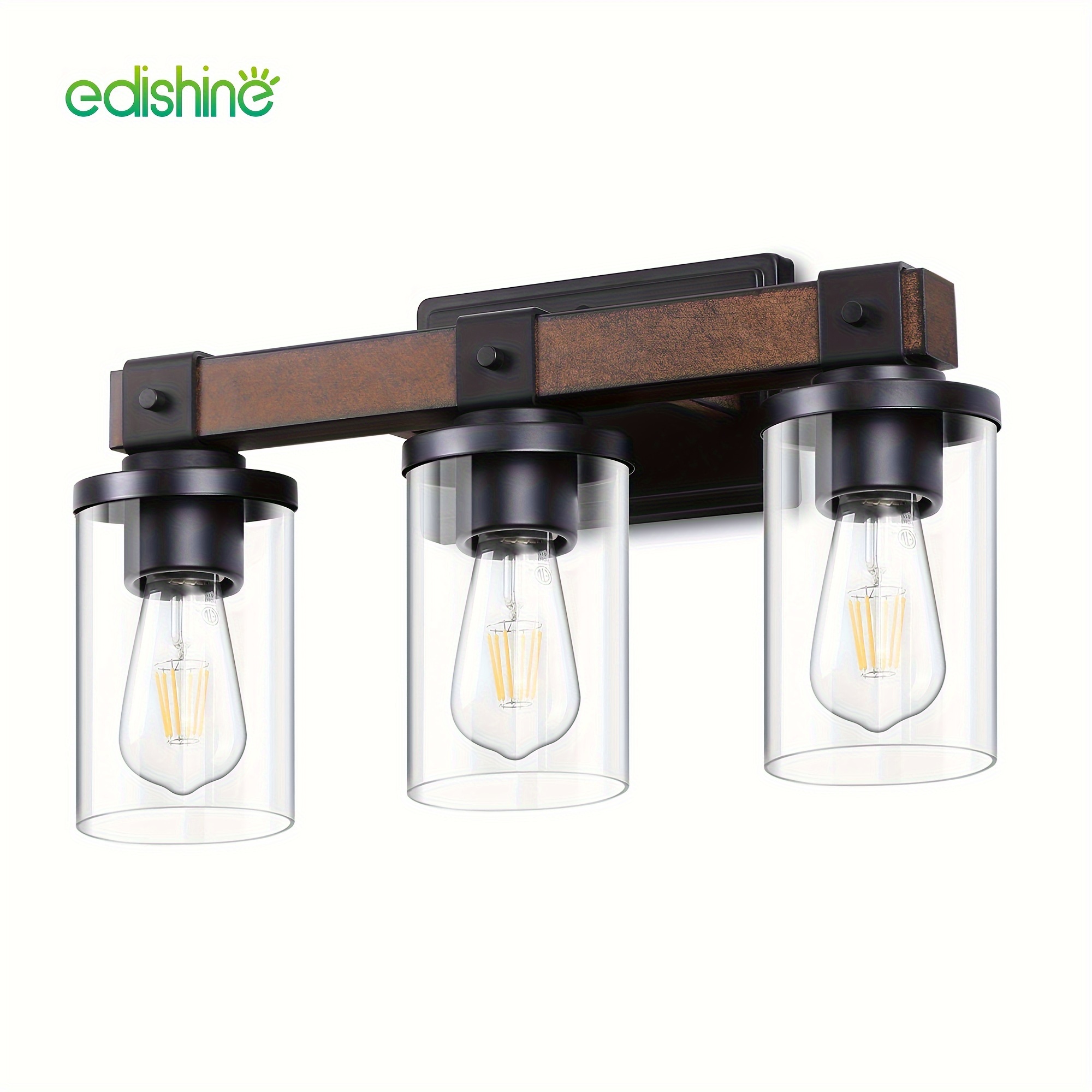 

Edishine Farmhouse Vanity Lights For Bathroom, 3-light Bathroom Vanity Lights Over Mirror, Wall Sconce With Clear Glass Shades For Bathroom, Vanity Table, Living Room (e26 Base)